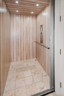 Elevator, Interior, Recessed Lighting, Wooden Ceilings, Wooden Walls