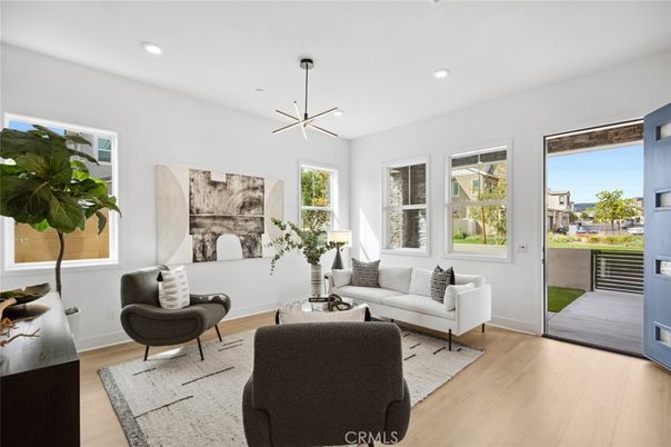 Interior, Living room, Pendant Lights, Recessed Lighting, Wood Texture Flooring