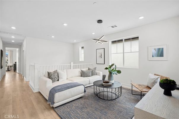Interior, Living room, Pendant Lights, Recessed Lighting, Wood Texture Flooring