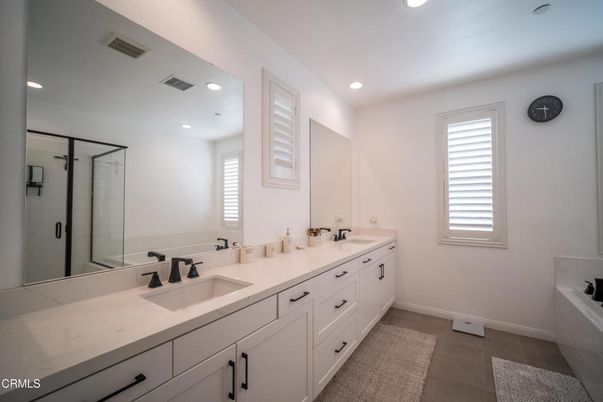 Bathroom, Dual Sink Vanities, Glass Shower, Interior, Recessed Lighting