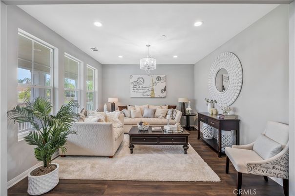Chandelier, Interior, Living room, Recessed Lighting, Wood Texture Flooring