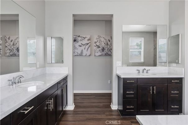 Bathroom, Dual Sink Vanities, Interior, Wood Texture Flooring