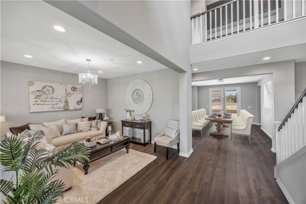 Chandelier, Interior, Living room, Recessed Lighting, Wood Texture Flooring