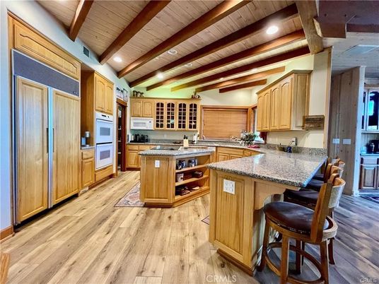 Interior, Kitchen, Recessed Lighting, Stainless Steel Appliances, Wooden Beams, Wooden Ceilings, Wood Texture Flooring