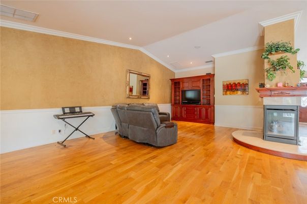 Fireplace, Interior, Recessed Lighting, Wood Texture Flooring