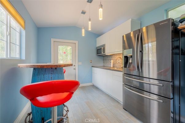 Interior, Kitchen, Pendant Lights, Stainless Steel Appliances, Wood Texture Flooring