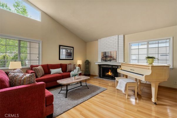 Fireplace, Interior, Living room, Piano, Stone Walls, Wood Texture Flooring
