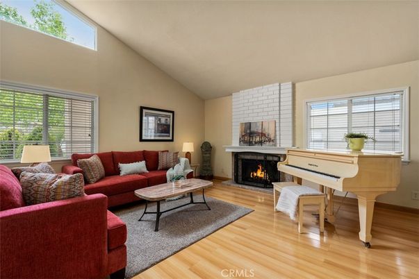 Fireplace, Interior, Living room, Piano, Stone Walls, Wood Texture Flooring