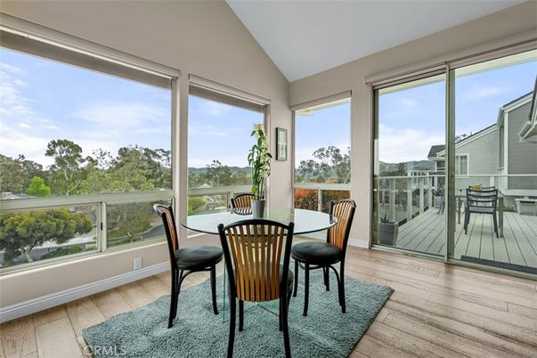 Dining room, Interior, Sun Room, Wood Texture Flooring