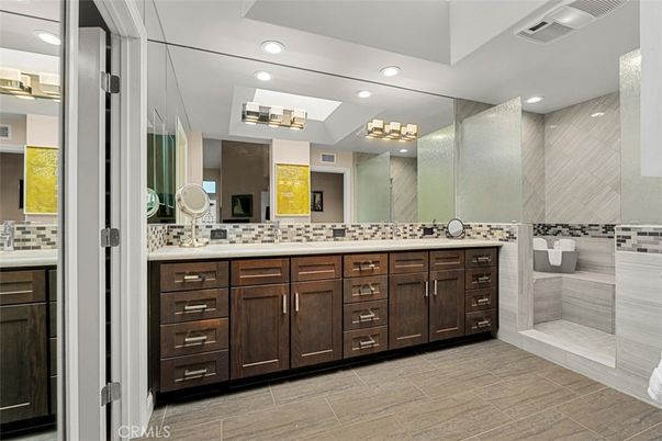 Bathroom, Dual Sink Vanities, Glass Shower, Interior, Recessed Lighting