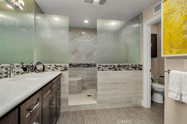 Bathroom, Dual Sink Vanities, Glass Shower, Interior, Recessed Lighting
