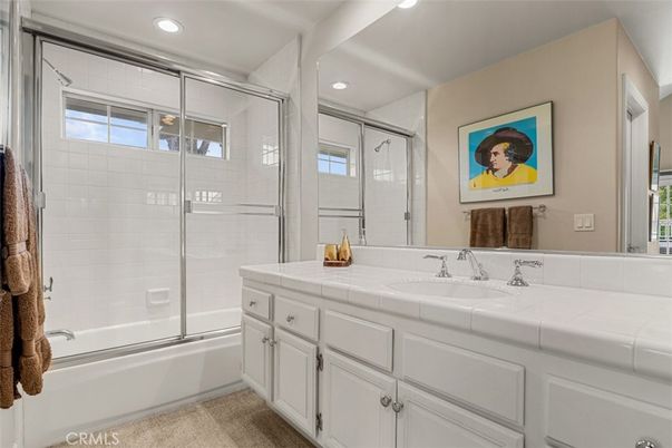 Bathroom, Glass Shower, Interior, Recessed Lighting, Tile Countertops