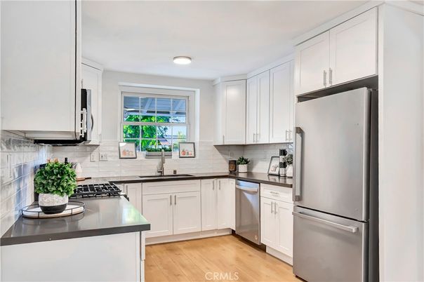 Interior, Kitchen, Stainless Steel Appliances, Wood Texture Flooring