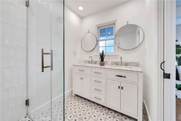 Bathroom, Dual Sink Vanities, Glass Shower, Interior, Recessed Lighting