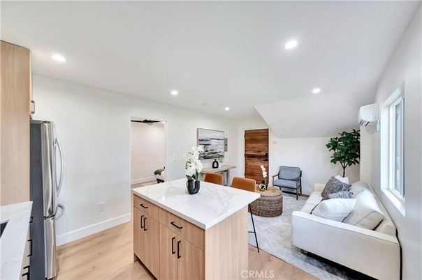 Interior, Kitchen, Living room, Recessed Lighting, Wood Texture Flooring