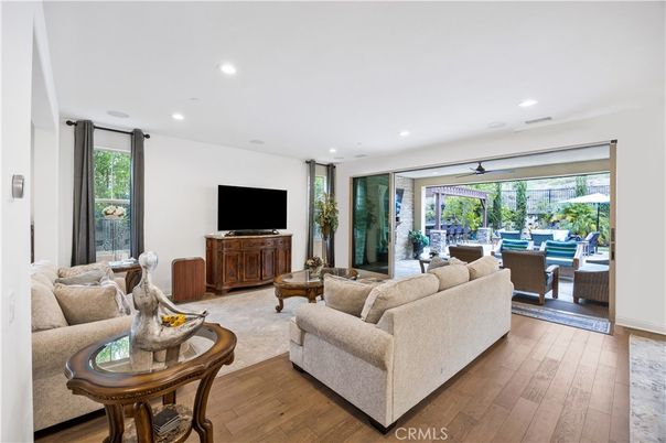 Dining room, Interior, Living room, Recessed Lighting, Wood Texture Flooring