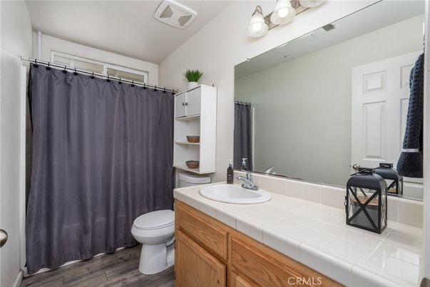 Bathroom, Interior, Tile Countertops, Wood Texture Flooring