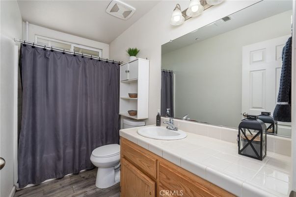 Bathroom, Interior, Tile Countertops, Wood Texture Flooring