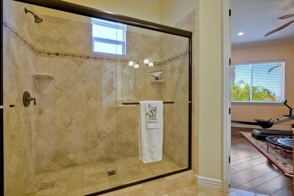 Bathroom, Glass Shower, Interior, Recessed Lighting