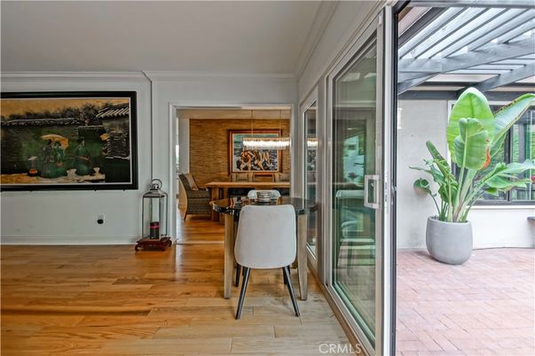 Dining room, Interior, Pendant Lights, Stone Walls, Wood Texture Flooring