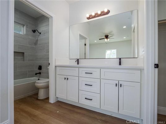 Bathroom, Interior, Recessed Lighting, Wood Texture Flooring