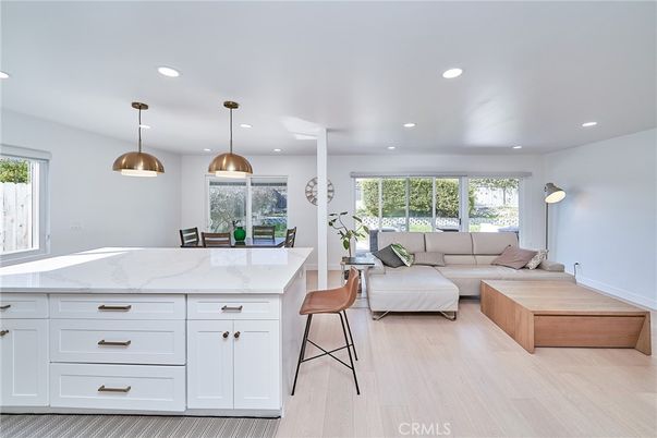 Dining room, Interior, Kitchen, Living room, Pendant Lights, Recessed Lighting, Wood Texture Flooring