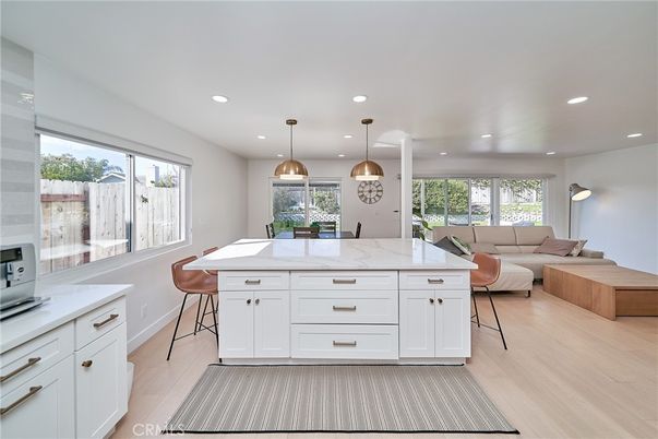 Dining room, Interior, Kitchen, Living room, Pendant Lights, Recessed Lighting, Wood Texture Flooring