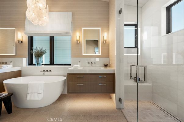 Bathroom, Dual Sink Vanities, Free Standing Baths, Glass Shower, Interior
