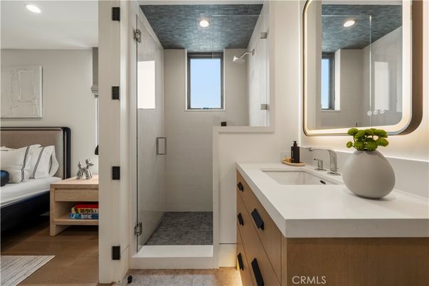 Bathroom, Bedroom, Dual Sink Vanities, Glass Shower, Interior, Recessed Lighting