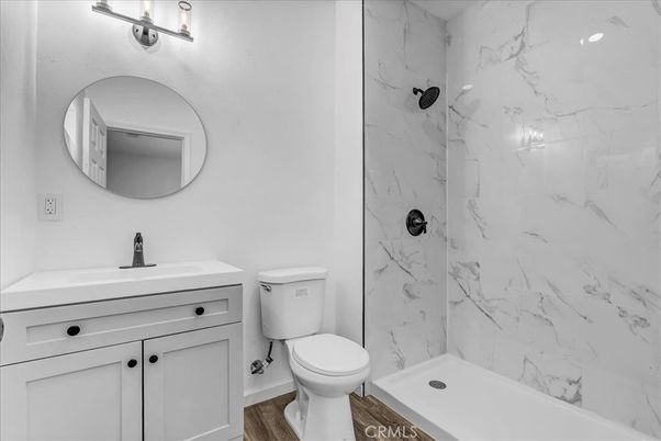Bathroom, Interior, Marble Walls, Wood Texture Flooring