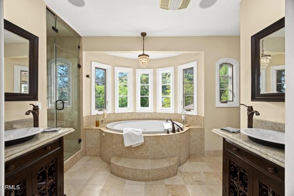 Bathroom, Glass Shower, Interior, Pendant Lights