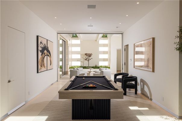 Billiard Table, Game Room, Interior, Recessed Lighting