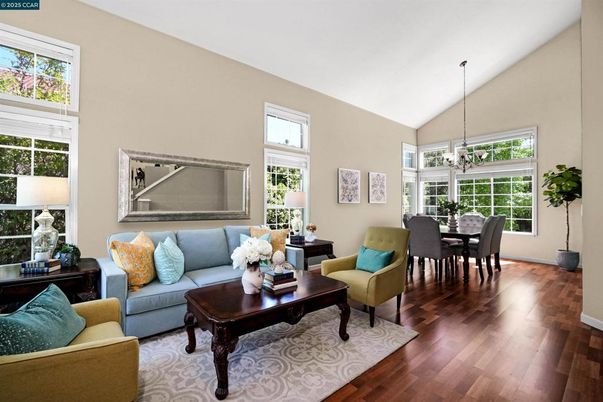 Dining room, Interior, Living room, Pendant Lights, Wood Texture Flooring