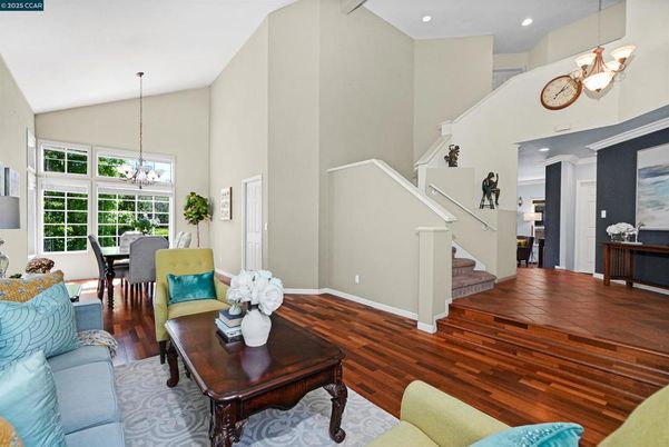 Chandelier, Dining room, Interior, Living room, Pendant Lights, Recessed Lighting, Wood Texture Flooring