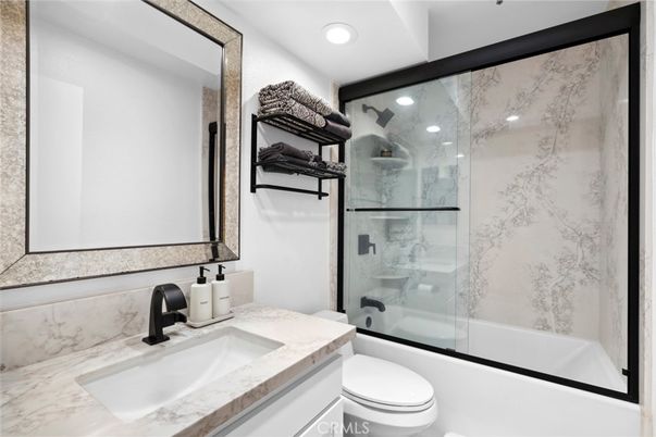 Bathroom, Glass Shower, Interior, Marble Walls, Recessed Lighting