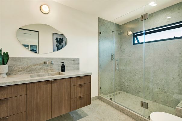 Bathroom, Glass Shower, Interior, Recessed Lighting