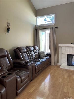 Home Theatre Room, Fireplace, Interior, Wood Texture Flooring