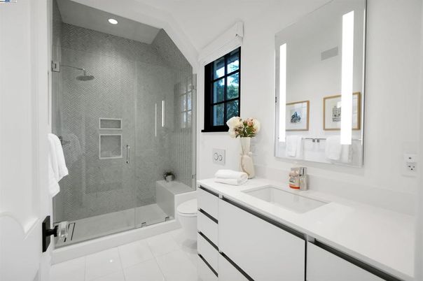 Bathroom, Glass Shower, Interior, Recessed Lighting