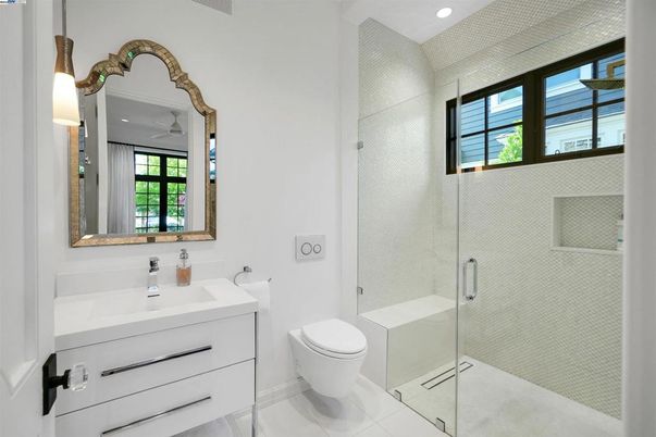 Bathroom, Glass Shower, Interior, Recessed Lighting