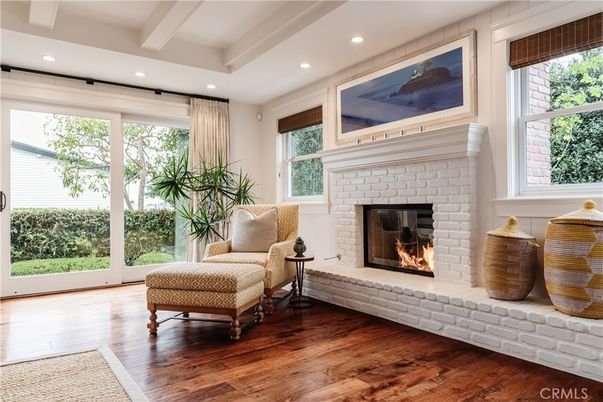 Fireplace, Interior, Recessed Lighting, Wood Texture Flooring