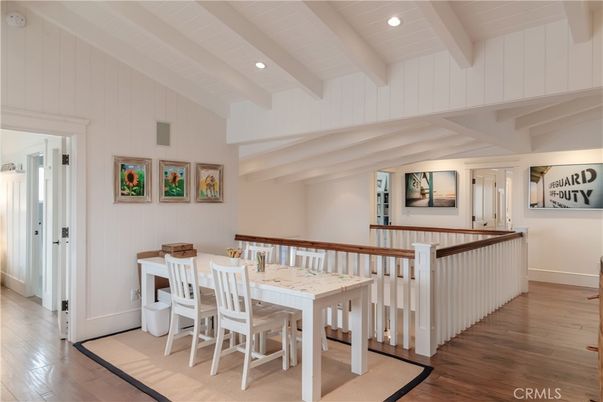 Dining room, Interior, Recessed Lighting, Wood Texture Flooring