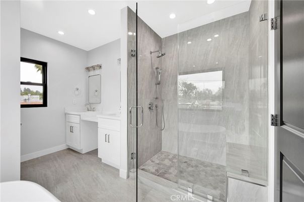 Bathroom, Glass Shower, Interior, Recessed Lighting