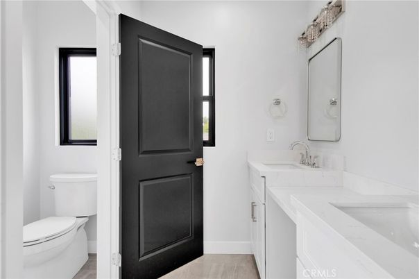 Bathroom, Dual Sink Vanities, Interior, Wood Texture Flooring