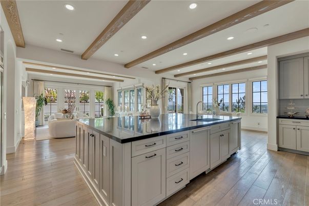 Interior, Kitchen, Recessed Lighting, Wooden Beams, Wood Texture Flooring
