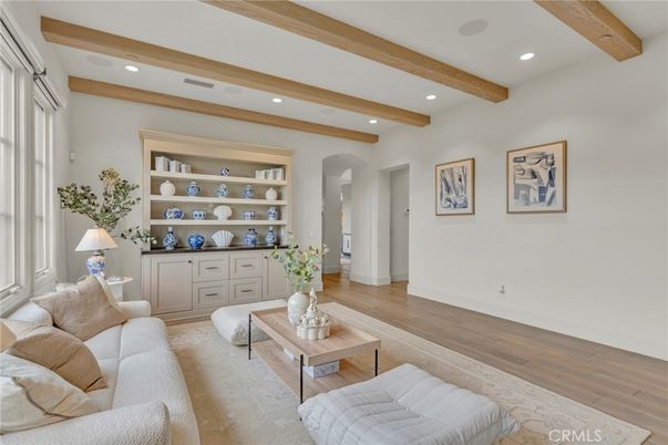 Interior, Living room, Recessed Lighting, Wooden Beams, Wood Texture Flooring