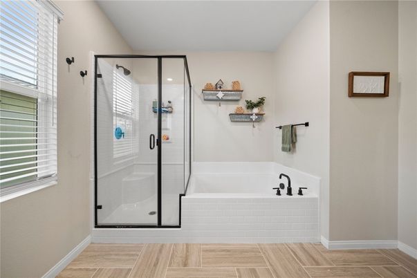 Bathroom, Glass Shower, Interior, Wood Texture Flooring