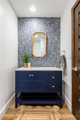 Bathroom, Interior, Recessed Lighting, Wood Texture Flooring