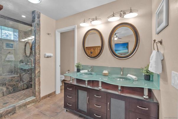 Bathroom, Dual Sink Vanities, Glass Shower, Interior, Recessed Lighting
