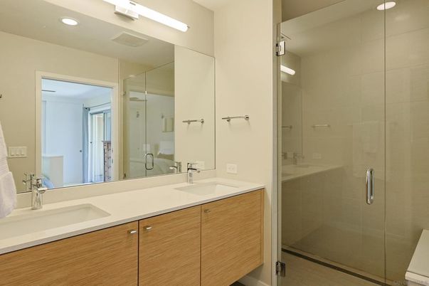 Bathroom, Dual Sink Vanities, Glass Shower, Interior, Recessed Lighting