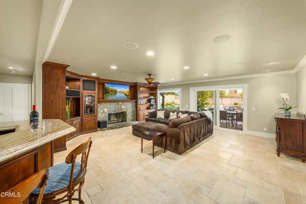 Dining room, Fireplace, Interior, Living room, Recessed Lighting